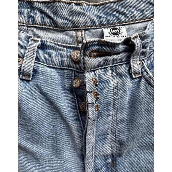Rare LEI Vintage Pierced button fly high rise mom jeans , straight leg, 100% Cot - Picture 1 of 5